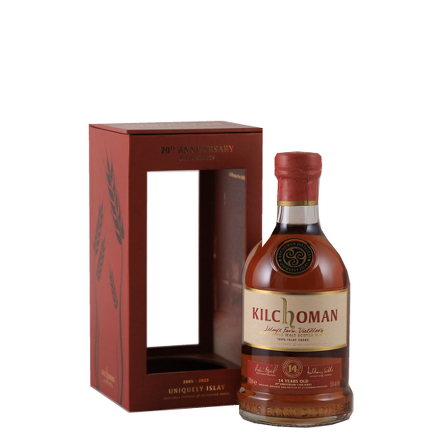 Kilchoman 100% Islay 14 Year Old 2011 20th Anniversary 55% 700ml whisky - bottle and display box