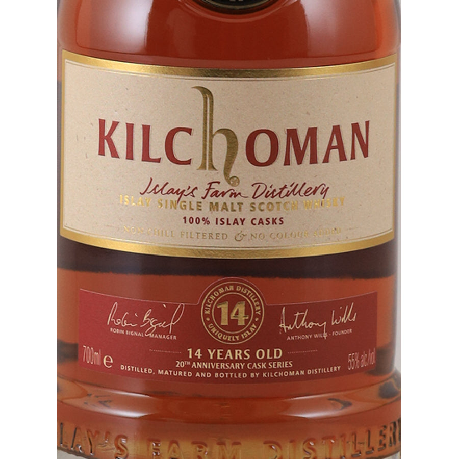Kilchoman 100% Islay 14 Year Old 2011 20th Anniversary 55% 700ml whisky - front label
