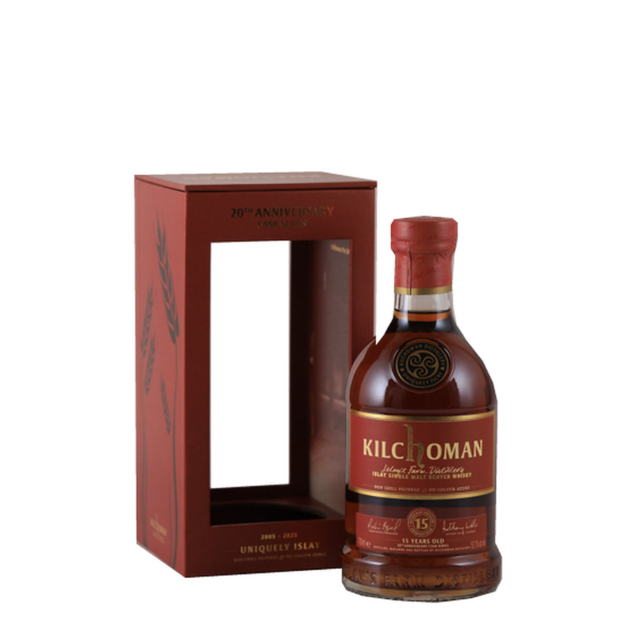 Kilchoman 15 Year Old Sherry Cask 20th Anniversary 52.7% 700ml Islay whisky - bottle and display box