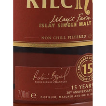 Load image into Gallery viewer, Kilchoman 15 Year Old Sherry Cask 20th Anniversary 52.7% 700ml Islay whisky - label volume and signature