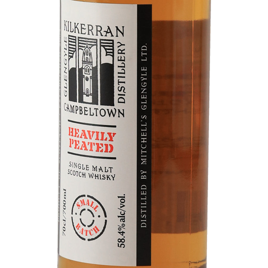 Kilkerran Heavily Peated Batch 12 58.4% 700ml - front label right angle