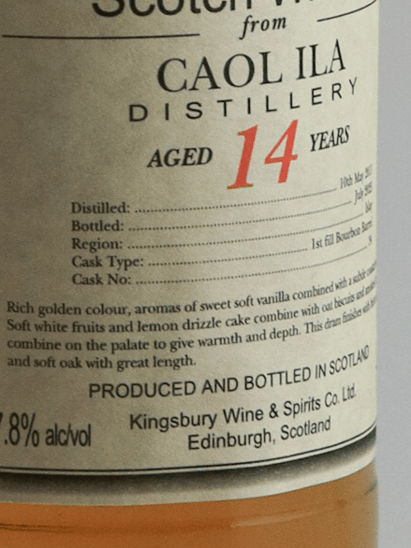 Kingsbury Caol Ila 14 Year Old 2011 - Bottle Of Japan
