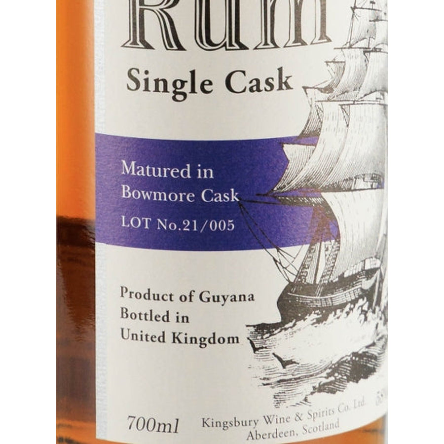 Kingsbury Demerara Rum Double Matured Bowmore Cask 58% - bowmore cask label detail