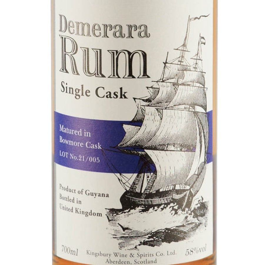 Kingsbury Demerara Rum Double Matured Bowmore Cask 58% - front label