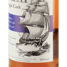 Load image into Gallery viewer, Kingsbury Demerara Rum Double Matured Bowmore Cask 58% - sailing ship label detail