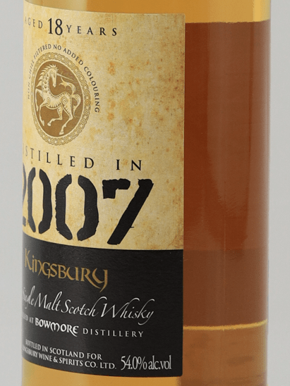 Kingsbury Gold Bowmore 18 Year Old 2007 - Bottle Of Japan