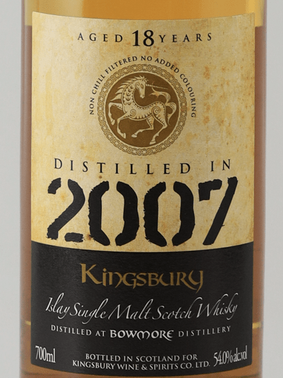 Kingsbury Gold Bowmore 18 Year Old 2007 - Bottle Of Japan