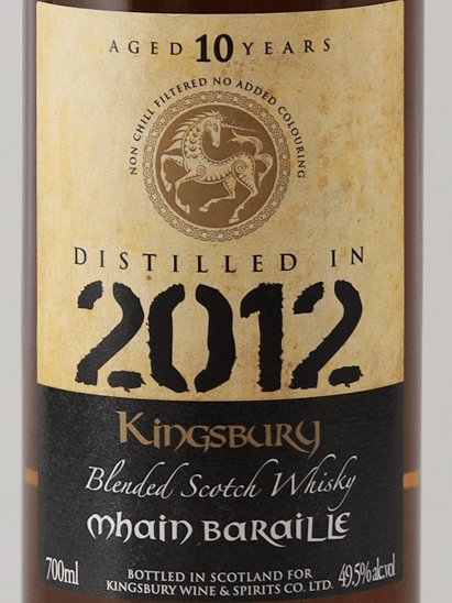Kingsbury Gold Main Baraille 10 Year Old 2012 - Bottle Of Japan