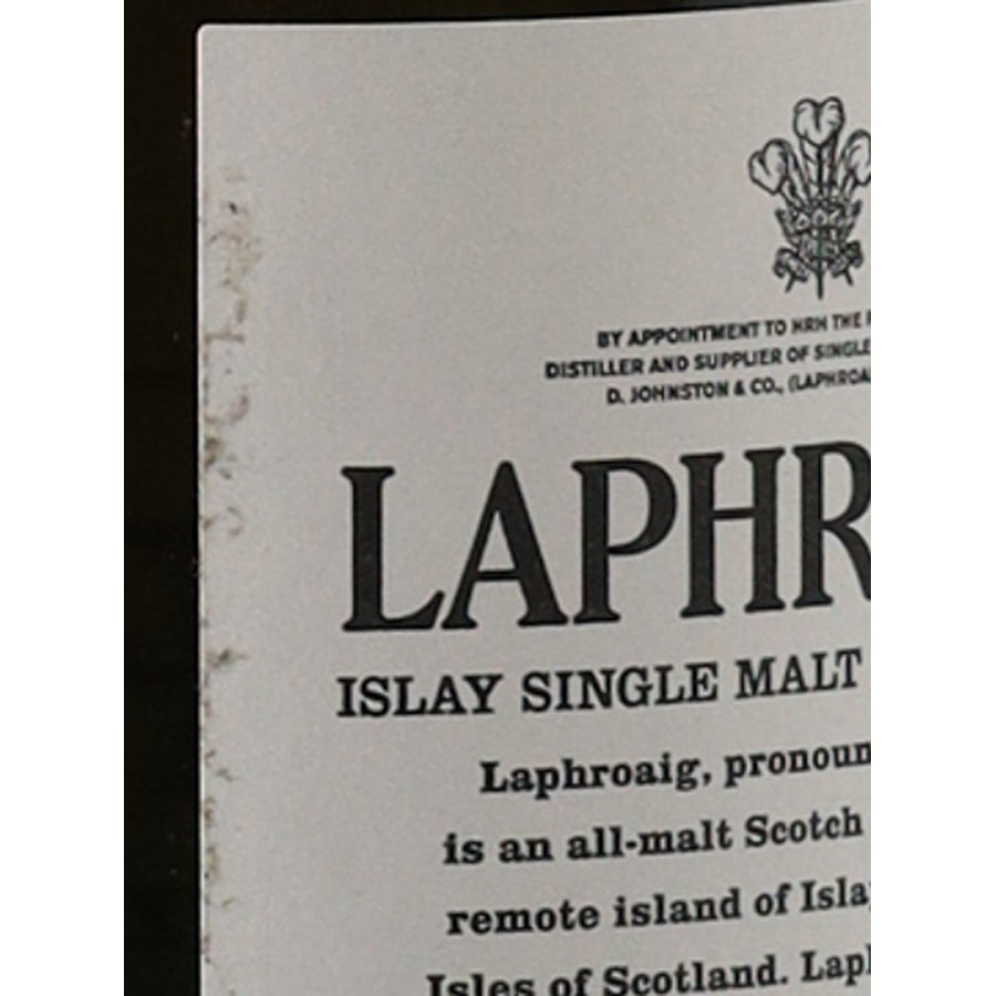 Laphroaig 10 Year Old 40% 750ml Old Label - back label marks