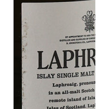 Load image into Gallery viewer, Laphroaig 10 Year Old 40% 750ml Old Label - back label marks