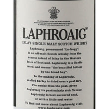 Load image into Gallery viewer, Laphroaig 10 Year Old 40% 750ml Old Label - back label