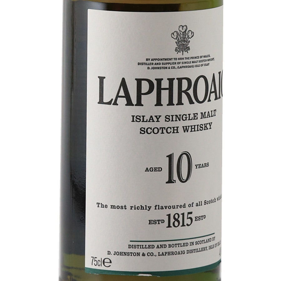 Laphroaig 10 Year Old 40% 750ml Old Label - front label left angle