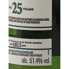 Load image into Gallery viewer, Laphroaig 25 Year Old Cask Strength 2019 Release 51.4% 700ml - 51 4 percent label detail