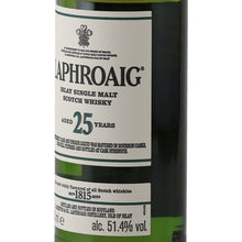 Load image into Gallery viewer, Laphroaig 25 Year Old Cask Strength 2019 Release 51.4% 700ml - right label