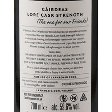 Load image into Gallery viewer, Laphroaig Cairdeas 2025 Lore Cask Strength 59.6% 700ml Islay Scotch whisky - back label tasting notes