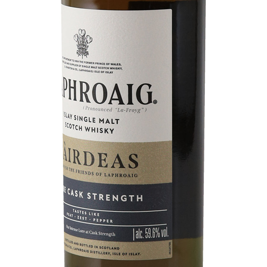 Laphroaig Cairdeas 2025 Lore Cask Strength 59.6% 700ml Islay Scotch whisky - right label angle