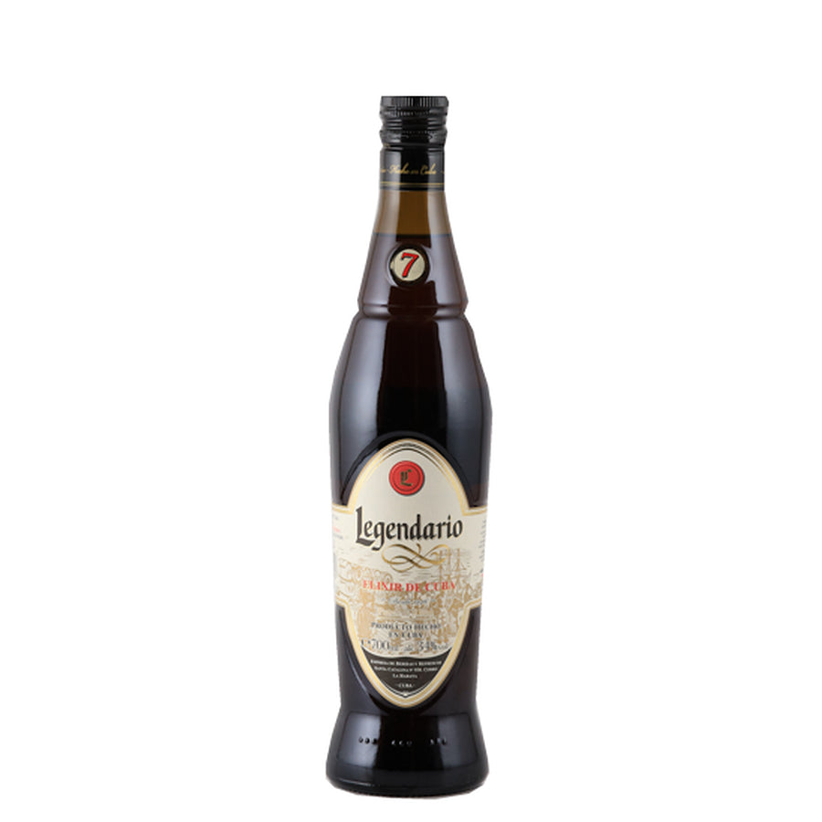Legendario Elixir de Cuba 7 Year Old dark bottle, front view