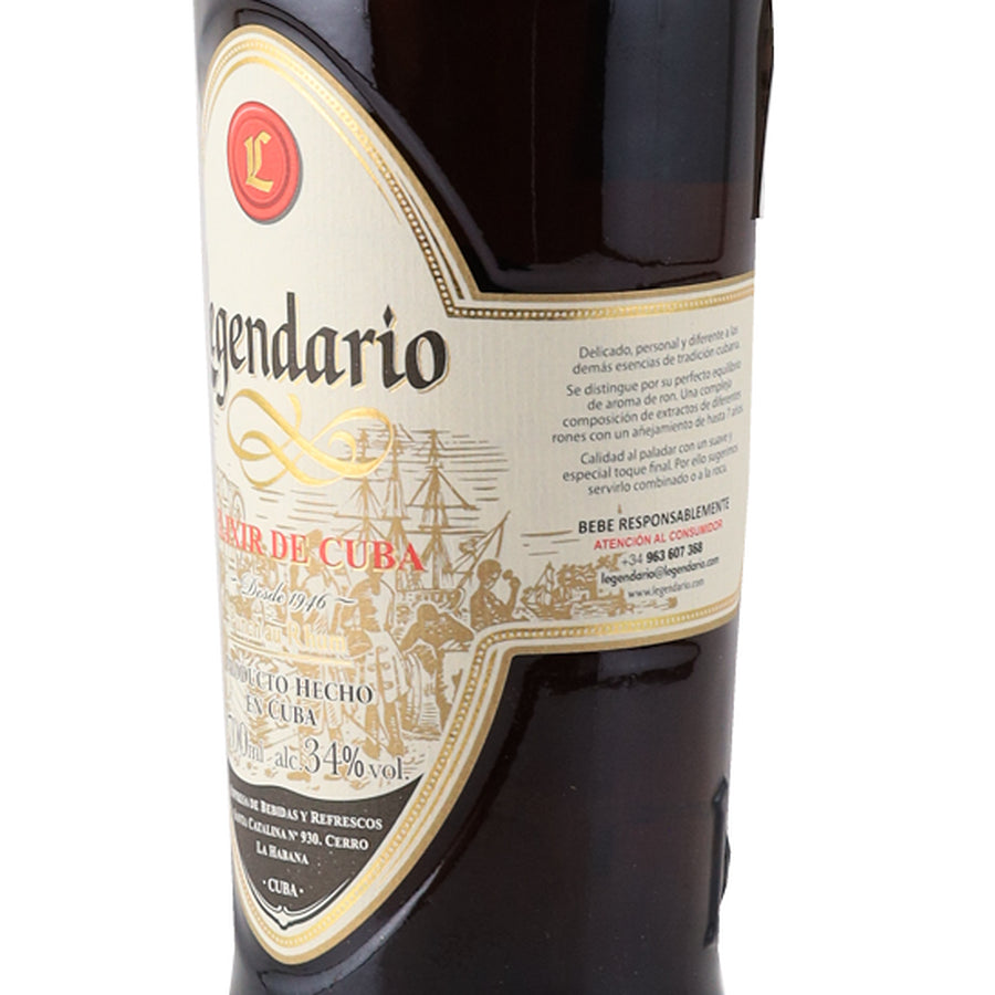 Legendario Elixir de Cuba 7 Year Old right label view with Spanish product description
