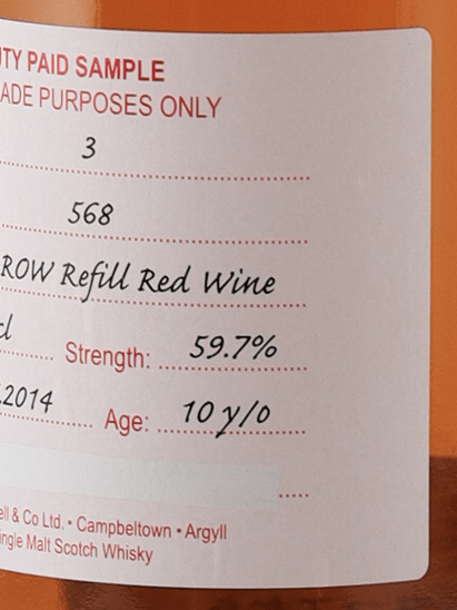 Longrow 10 Year Old 2014 Red Wine Cask DUTY PAID SAMPLE - Bottle Of Japan