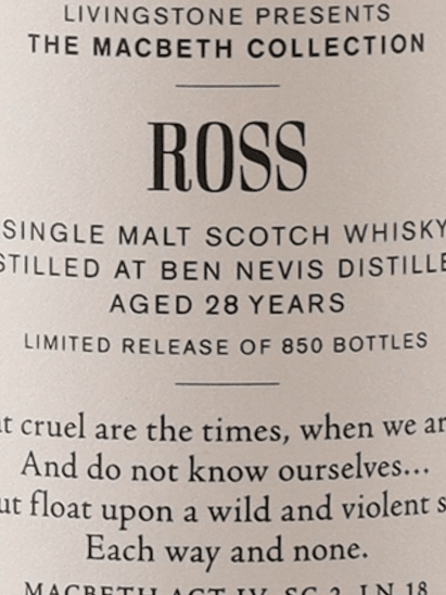 Macbeth Collection Act 2 Ben Nevis 28 Year Old - Bottle Of Japan