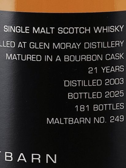 Malt Barn Glen Moray 21 Year Old 2003 - Bottle Of Japan