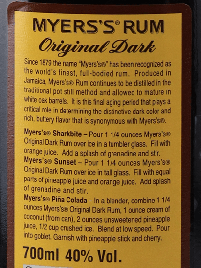 Myers's Dark - Bottle Of Japan