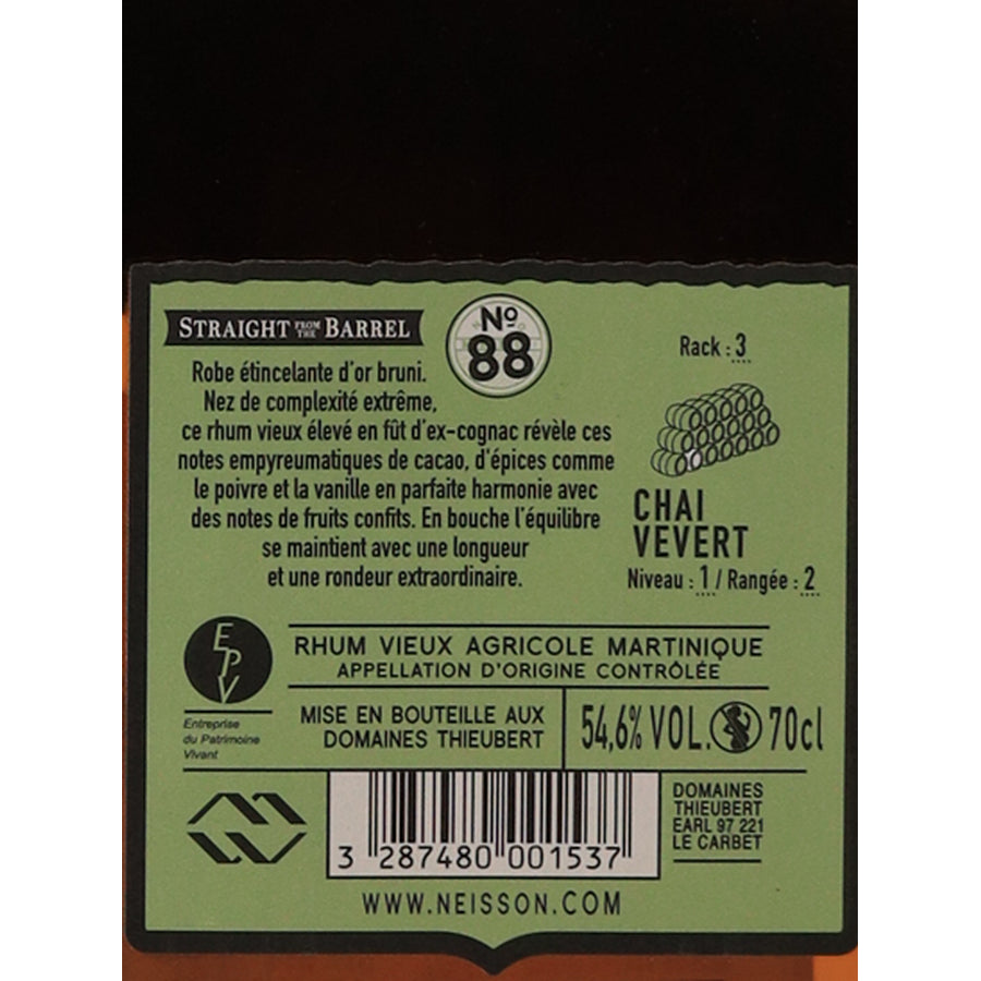 Neisson Straight from the Barrel 2018 No. 88 54.6% - back label