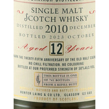 Load image into Gallery viewer, Old Malt Cask Benriach 12 Year Old 2010 25th Anniversary Single Malt Scotch Whisky 50% 700ml - age and bottling label detail