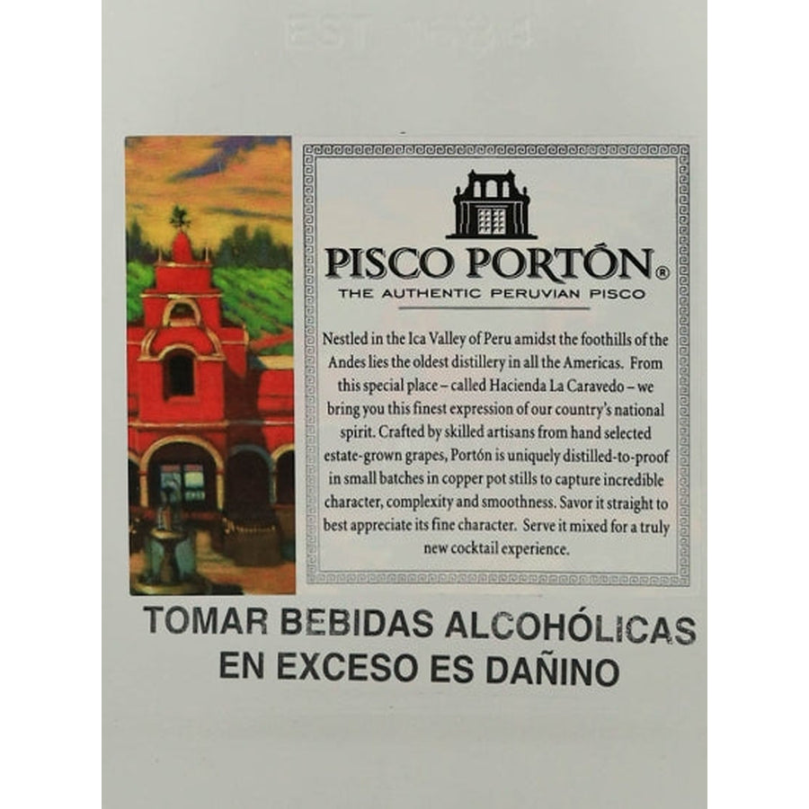 Pisco Porton Torontel Mosto Verde - back label