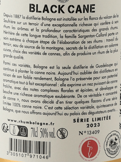 Rhum Bologne Blanc Black Cane - Bottle Of Japan