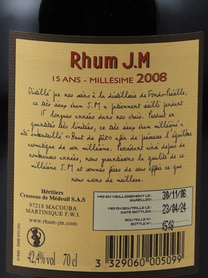Rhum JM Millesime 15 Year Old 2008 - Bottle Of Japan