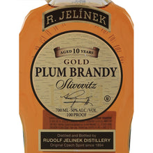 Load image into Gallery viewer, Rudolf Jelinek Gold Slivovitz 10 Year Old Plum Brandy 700ml - front label