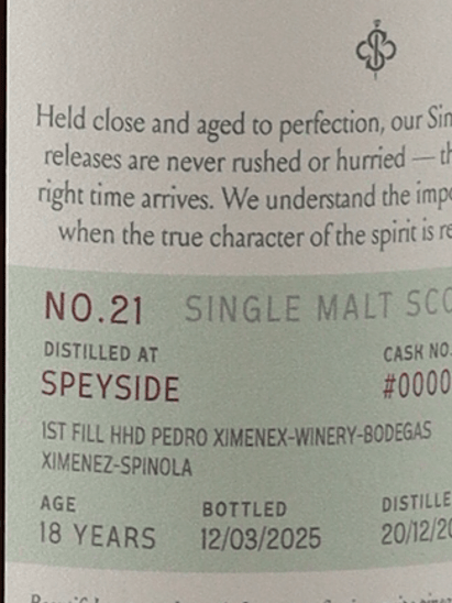 Saltire Rare Malt Cigar Malt Series Speyside 18 Year Old 2006 - Bottle Of Japan