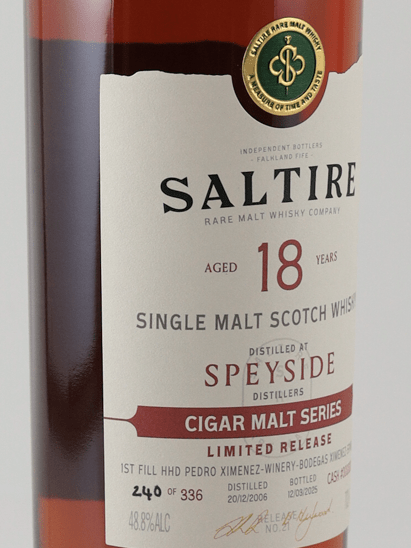 Saltire Rare Malt Cigar Malt Series Speyside 18 Year Old 2006 - Bottle Of Japan