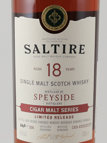 Saltire Rare Malt Cigar Malt Series Speyside 18 Year Old 2006 - Bottle Of Japan