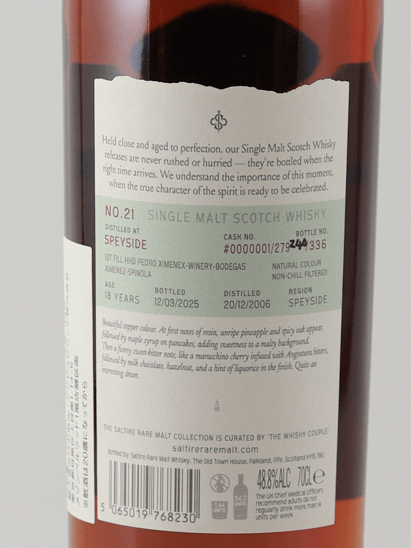 Saltire Rare Malt Cigar Malt Series Speyside 18 Year Old 2006 - Bottle Of Japan
