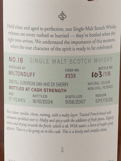 Saltire Rare Malt Miltonduff 17 Year Old 2007 - Bottle Of Japan
