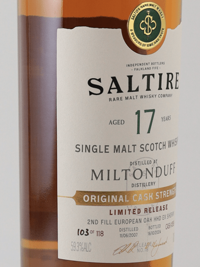 Saltire Rare Malt Miltonduff 17 Year Old 2007 - Bottle Of Japan