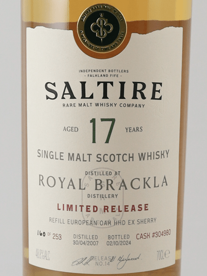 Saltire Rare Malt Royal Brackla 17 Year Old 2007 - Bottle Of Japan
