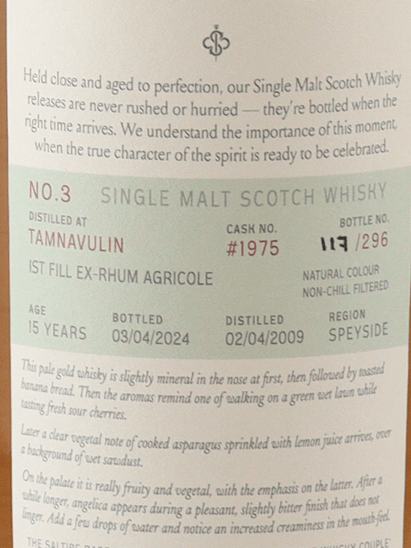 Saltire Rare Malt Tamnavulin 15 Year Old 2009 - Bottle Of Japan