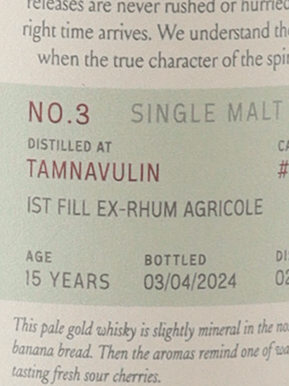 Saltire Rare Malt Tamnavulin 15 Year Old 2009 - Bottle Of Japan
