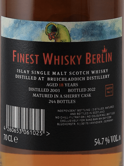 Sansibar Bruichladdich 18 Year Old 2003 - Bottle Of Japan