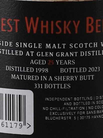 Sansibar Glen Grant 25 Year Old 1998 - Bottle Of Japan