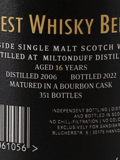 Sansibar Miltonduff 16 Year Old 2006 - Bottle Of Japan