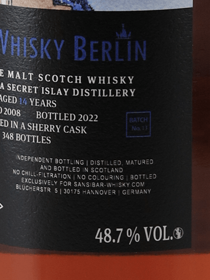 Sansibar Secret Islay 14 Year Old 2008 - Bottle Of Japan