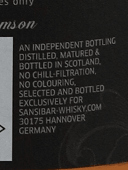 Sansibar Williamson 11 Year Old 2012 - Bottle Of Japan