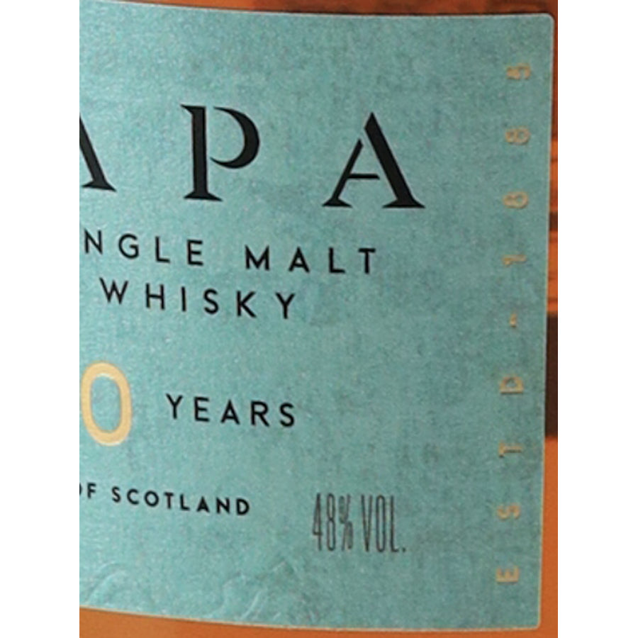 Scapa 10 Year Old Orkney Single Malt Scotch Whisky 700ml - abv label detail