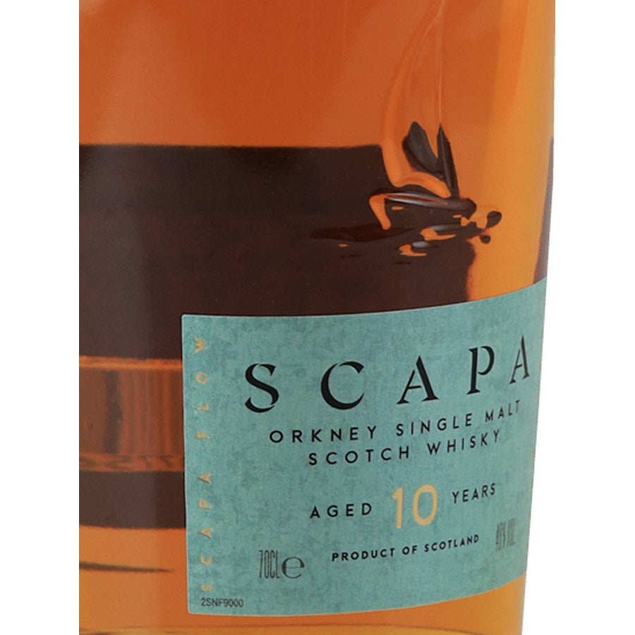 Scapa 10 Year Old Orkney Single Malt Scotch Whisky 700ml - front label left angle