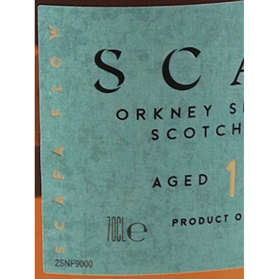 Scapa 10 Year Old Orkney Single Malt Scotch Whisky 700ml - volume label detail