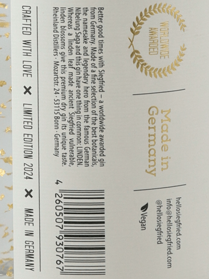 Siegfried Dry Gin Gold - Bottle Of Japan